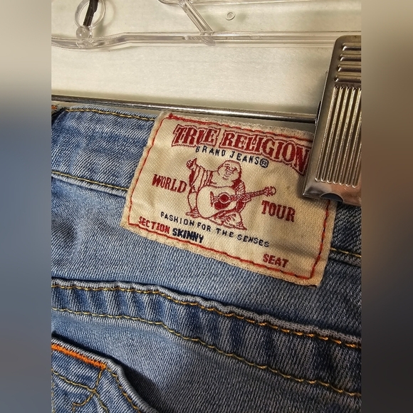 True Religion Skinny Jeans with Orange Stitching Women's Size 26 - Picture 4 of 12